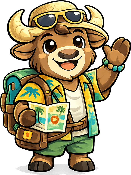 Gaur mascot waving hello